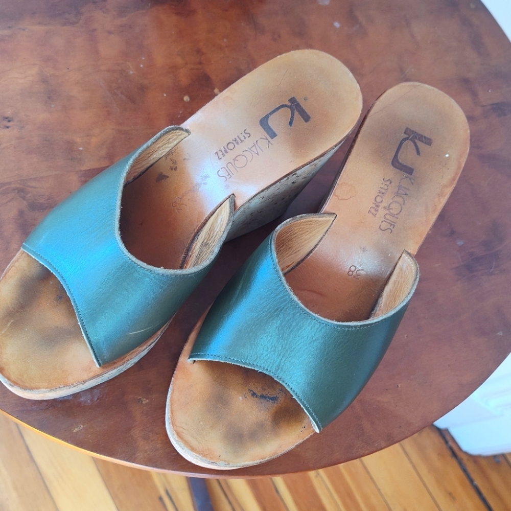 K Jacques vintage leather wedge sandals
